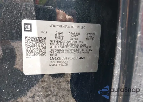 2020 Chevrolet Malibu Fwd Ls z USA, uszkodzony, nr VIN 1G1ZB5ST9LF005469